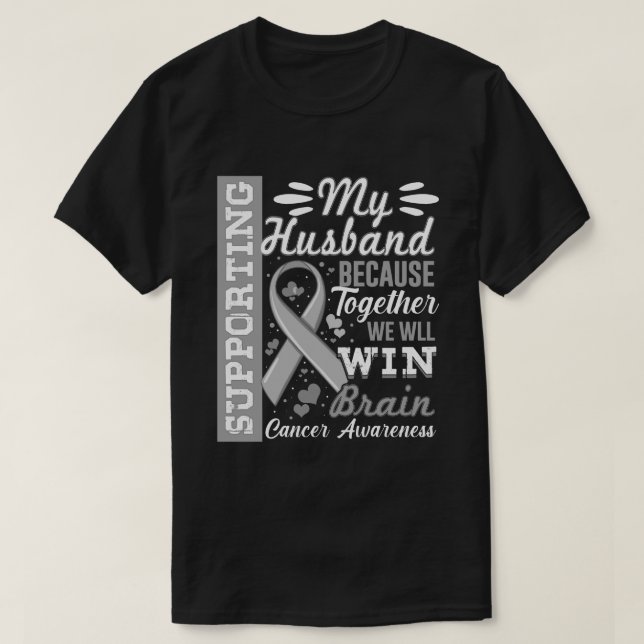 Camiseta Apoyo a mi marido - Conciencia sobre el cáncer de  (Diseño del anverso)