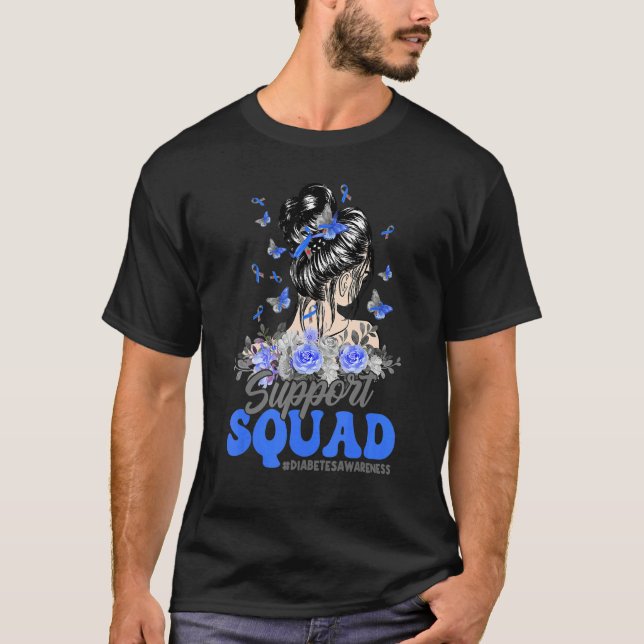 Camiseta Apoyo a Squad Messy Bun Butterfly Diabetes Awarene (Anverso)