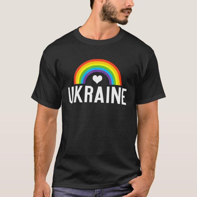 Camiseta Apoyo al arcoiris del orgullo gay LGBT de Ucrania (Anverso)