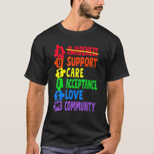 Camiseta Apoyo al autismo Aceptación del cuidado Amor Autis