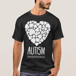 Camiseta Apoyo al Autismo Con Corazones de Rompecabezas Ama