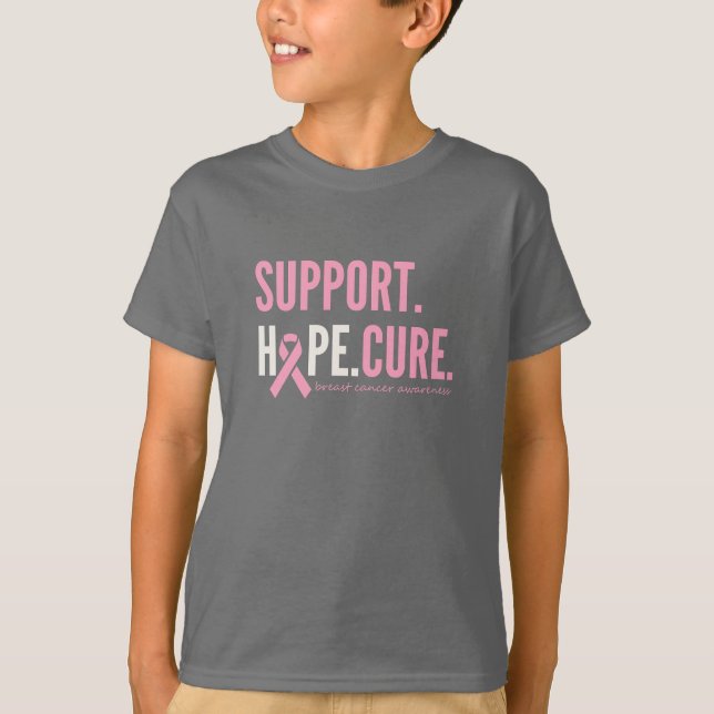 Camiseta apoyo al cáncer de mama esperanza cura a los niños (Anverso)
