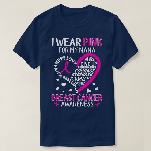 Camiseta Apoyo Al Cáncer De Mama Que Uso Rosa Para Mi Oído  (Diseño del anverso)