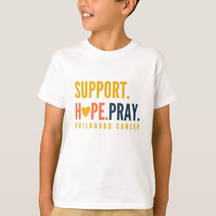 Camiseta apoyo al cáncer infantil esperanza rezar a los niñ