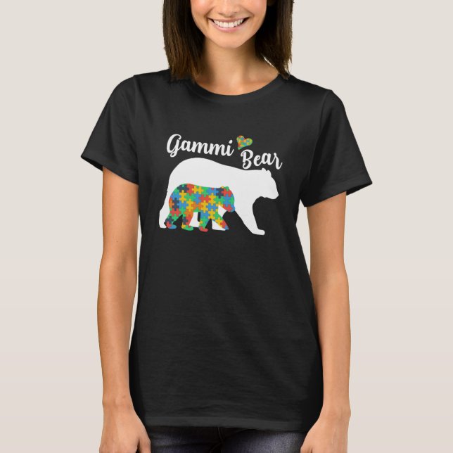Camiseta Apoyo autista Autismo Conciencia Gammi Bear Mothe (Anverso)