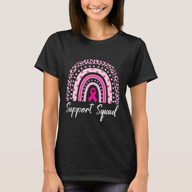 Camiseta Apoyo Cáncer de Mama De Leopardo Arcoiris Rosa Squ (Anverso)