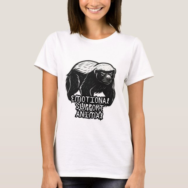 Camiseta Apoyo emocional para animales enojados Honey Badge (Anverso)