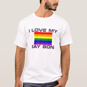 Camiseta Apoyo gay me encanta la bandera arco iris de mi hi