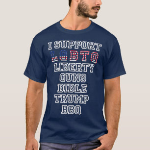 Camiseta Apoyo la bandera de barbacoa de pistolas de libert