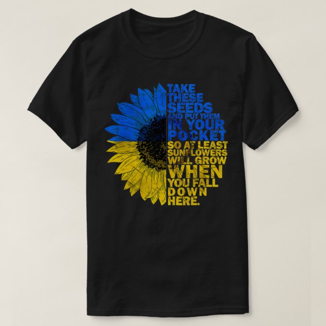 Camiseta Apoyo la bandera de Ucrania girasol de Ucrania (Diseño del anverso)