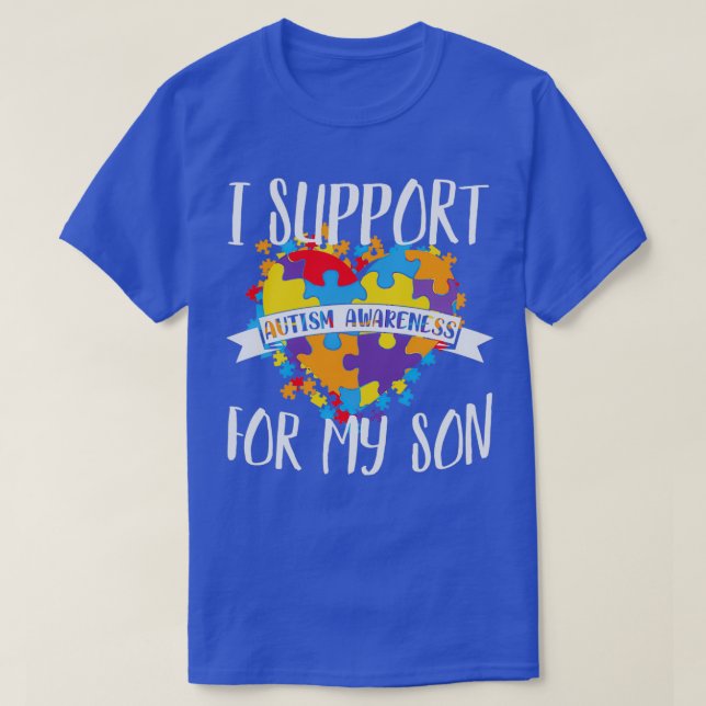 Camiseta Apoyo la conciencia del autismo en mi hijo autista (Diseño del anverso)