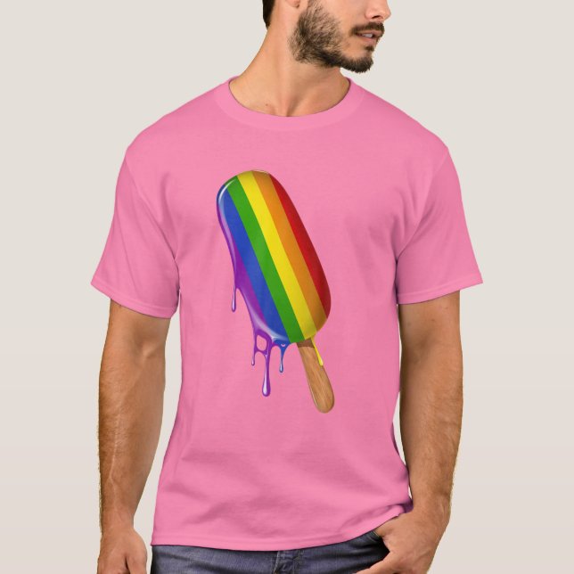 Camiseta Apoyo LGBT, crema de hielo bandera arco iris lesbi (Anverso)