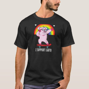Camiseta Apoyo Lgbtq Pig Lgbt Flag Raglan