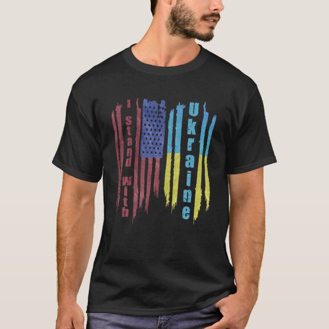 Camiseta Apoyo político con Ucrania EE.UU. Ucrania (Anverso)