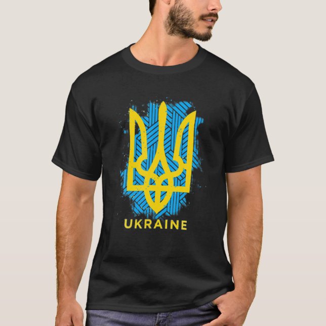 Camiseta Apoyo ucraniano a la bandera de Ucrania con carbón (Anverso)