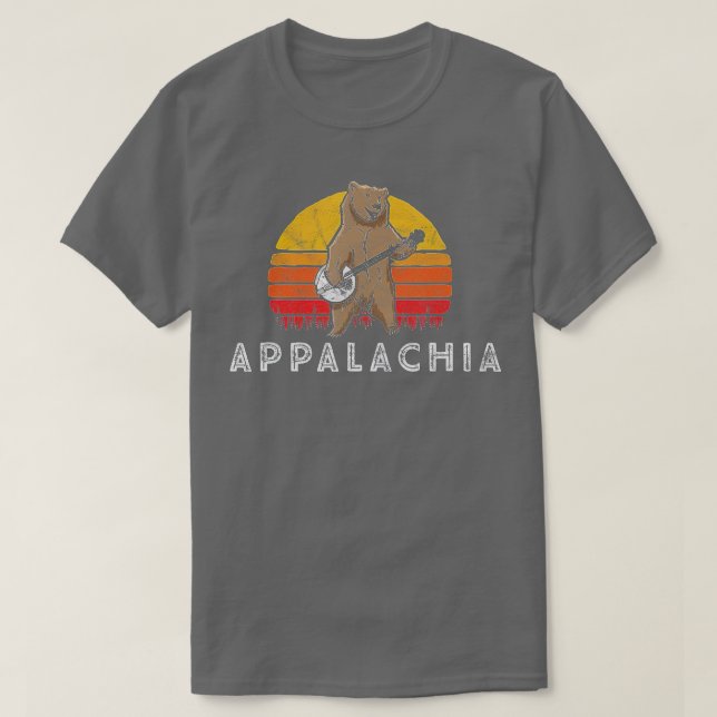 Camiseta Appalachia Bluegrass Banjo Bear Funny Retro  (Diseño del anverso)