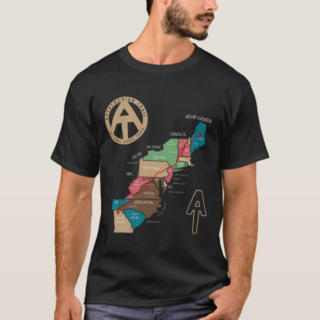 Camiseta Appalachian Trail Hiking Map  (Anverso)
