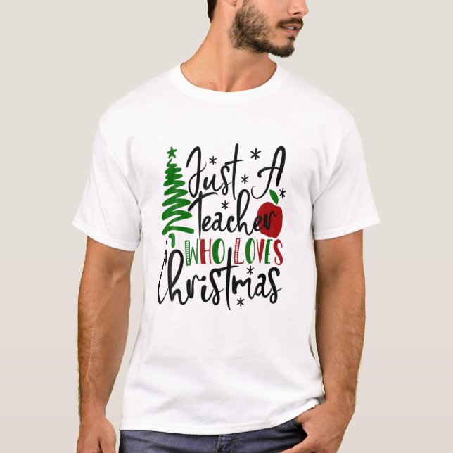 Camiseta Apple, árbol de navidad, solo un profesor que ama  (Anverso)