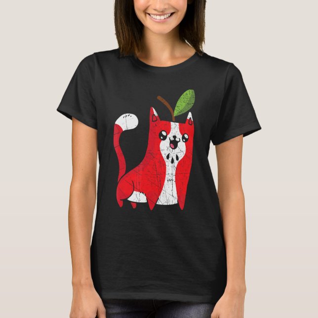 Camiseta Apple Cat Picking Squad Apple Fruit (Anverso)