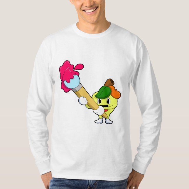 Camiseta Apple como pintador con pincel de pintura (Anverso)