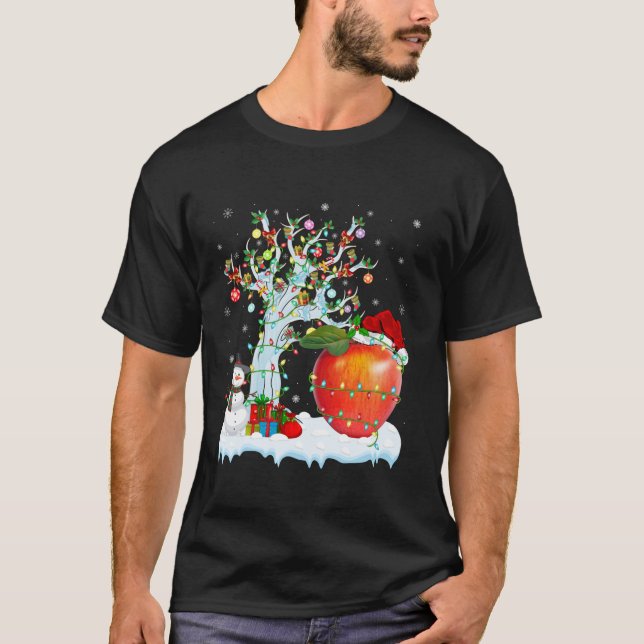 Camiseta Apple Fruit Xmas Lightree Santa Hat Apple Chr (Anverso)