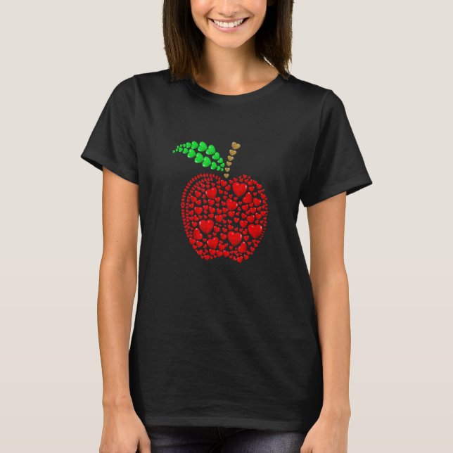 Camiseta Apple Hearts Background Teacher St (Anverso)