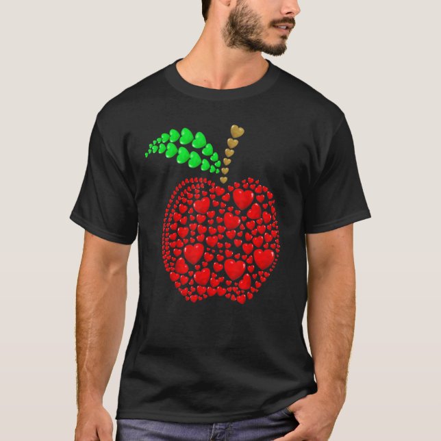 Camiseta Apple Hearts Background Valentine's Day Teacher St (Anverso)