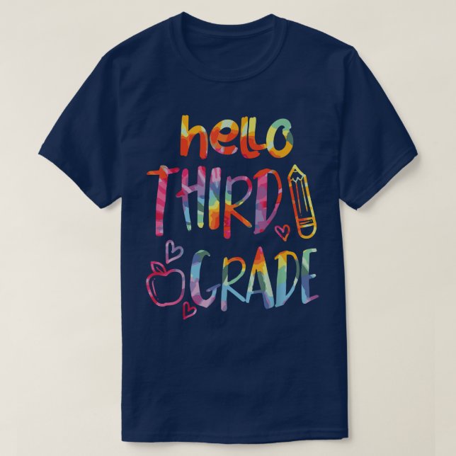 Camiseta Apple Hello 3º Grado Primer Día De La Escuela Te (Diseño del anverso)