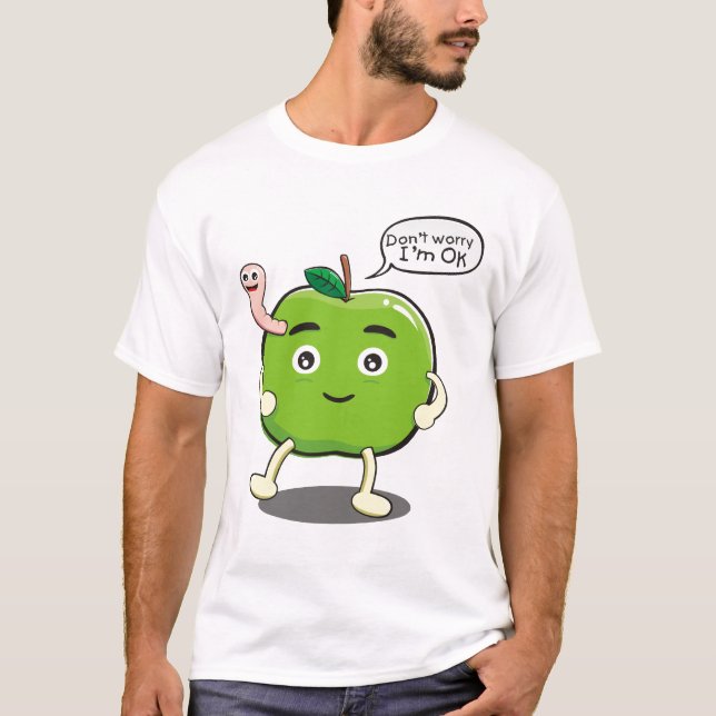 Camiseta Apple lindo con el gusano lindo (Anverso)