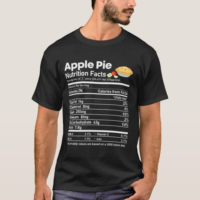 Camiseta Apple Pie Nutrition Hechos Divertido Día de Acción (Anverso)