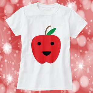 Camiseta Apple Red Cute Kawaii Face