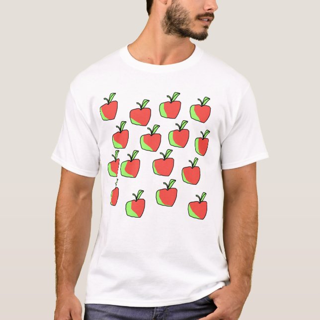 Camiseta Apple rojo y verde modela (Anverso)