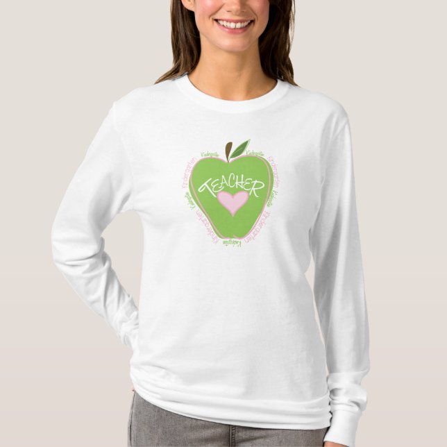 Camiseta Apple rosado y verde del maestro de jardín de (Anverso)