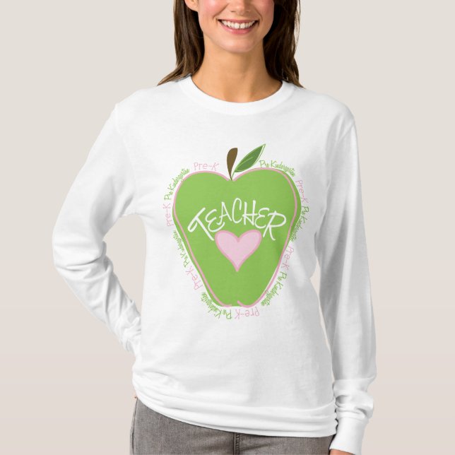 Camiseta Apple rosado y verde pre de K del profesor (Anverso)