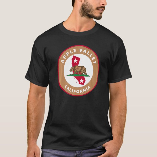 Camiseta Apple Valley California CA Flag and Bear Badge Sou (Anverso)