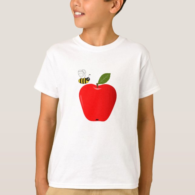 Camiseta Apple y abeja rojos de la miel (Anverso)
