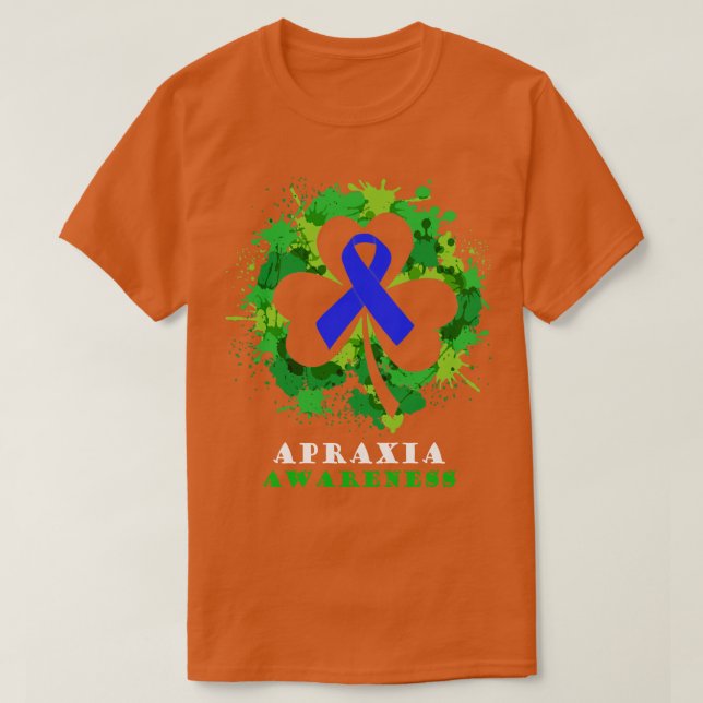Camiseta Apraxia Awareness Ribbon Shamrock Saint Patricks D (Diseño del anverso)