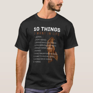 Camiseta Apreciación de Caballos 10 Cosas que Quiero en la