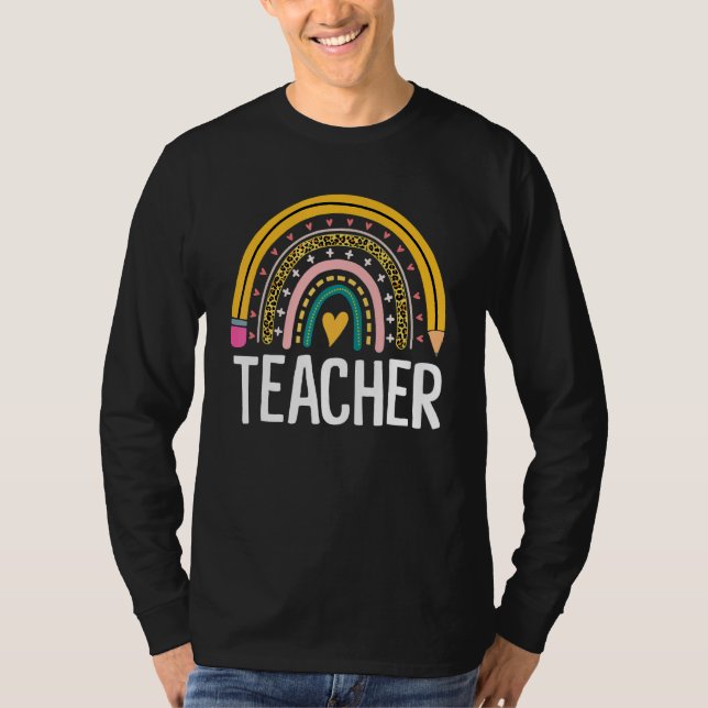 Camiseta Apreciación del profesor Boho Rainbow Leopard (Anverso)
