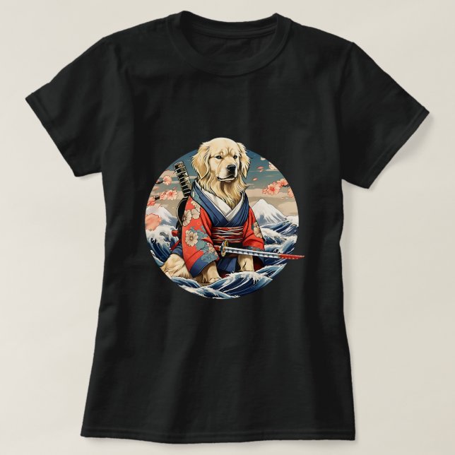 Camiseta Apreciado recuperador de oro mientras Samurai se v (Diseño del anverso)