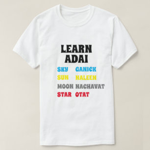Camiseta Aprende Adai Cielo, Luna, Sol, Estrella