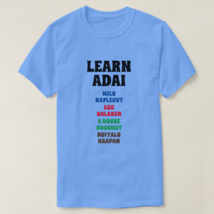 Camiseta Aprende Adai - Leche, Huevo, Casa, Búfalo