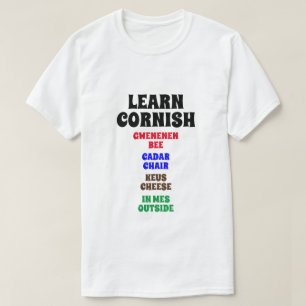 Camiseta Aprende Cornualles - Abeja, Silla, Queso, Afuera