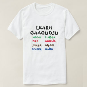 Camiseta Aprende Gaagudju Luna, Fuego, Humo, Agua