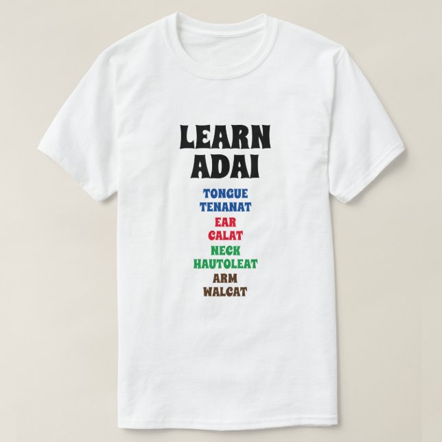Camiseta Aprender Adai - Lengua, Oído, Cuello, Brazo (Diseño del anverso)
