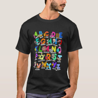 Camiseta Aprender alfabeto ABC s Para niños adultos Té pree