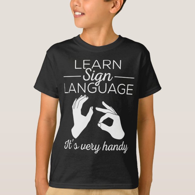Camiseta Aprender lenguaje de Rótulo - ASL Regalo Sordo Reg (Anverso)