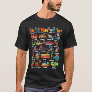Camiseta Aprendiendo Transportación Carta Animal Abcs Profe