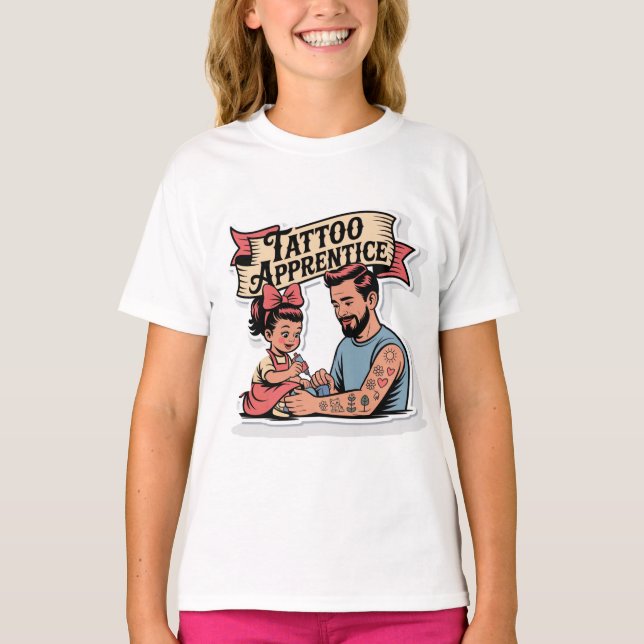 Camiseta Aprendiz de tatuaje - Personalizado lindo papá e h (Anverso)