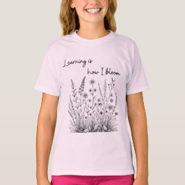 Camiseta Aprendizaje de dibujo de líneas de flores silvestr